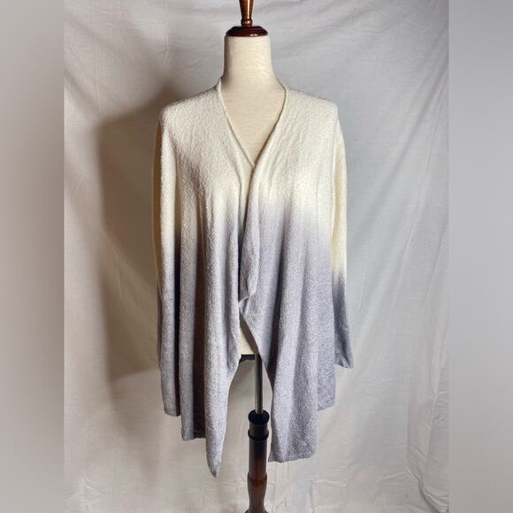 Barefoot Dreams Bamboo Chic lite Calypso Ombre White Gray Cardigan Sweater S/M - Picture 2 of 6